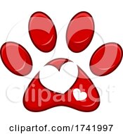 Poster, Art Print Of Dog Paw Print With A Heart
