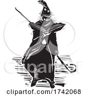Poster, Art Print Of Wizard Holding A Magic Book