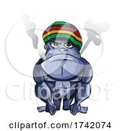 Poster, Art Print Of Tough Rasta Gorilla Smoking A Doobie