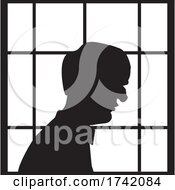 Poster, Art Print Of Silhouetted Lonely Senior Man In A Window