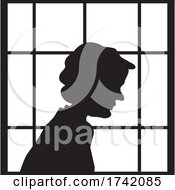 Poster, Art Print Of Silhouetted Lonely Senior Woman In A Window