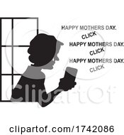 Poster, Art Print Of Silhouetted Lonely Senior Woman In A Window Seeing Mothers Day Greetings On Social Media