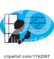 Poster, Art Print Of Silhouetted Crying Senior Woman In A Window Seeing Mothers Day Greetings On Social Media