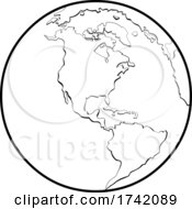 Poster, Art Print Of Black And White Earth Globe Featuring The Americas