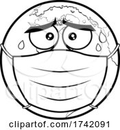 Black And White Masked Earth Globe Mascot Character