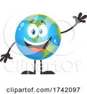 Poster, Art Print Of Waving Earth Globe Mascot Character