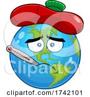Poster, Art Print Of Sick Earth Globe Mascot Character