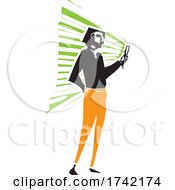 Poster, Art Print Of Man Checking His Cell Phone