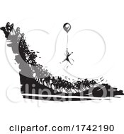 Poster, Art Print Of Man Using Balloon To Get Ahead