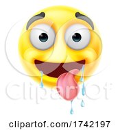 Poster, Art Print Of Drooling Saliva Emoticon Tongue Face Cartoon