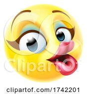 Poster, Art Print Of Female Happy Emoticon Woman Cartoon Makeup Face