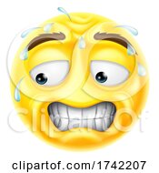 Poster, Art Print Of Worried Sweating Scared Emoticon Cartoon Face Icon