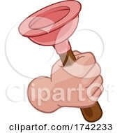 Poster, Art Print Of Plumber Hand Fist Holding Plumbing Toilet Plunger