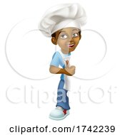Poster, Art Print Of Black Boy Cartoon Child Chef Kid Sign Thumbs Up