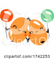 Poster, Art Print Of Cute Sea Buckthorns Holding Balloons