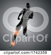 Poster, Art Print Of 3d Male Figure Running With Knee And Ankle Highlighted