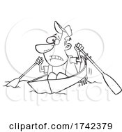 Cartoon Black And White Man Rocking The Boat