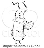 Cartoon Black And White Skinny Fly by toonaday