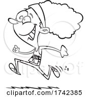 Poster, Art Print Of Cartoon Black And White Happy Woman Running A Mothers Day Race