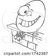 Poster, Art Print Of Cartoon Black And White Humpty Dumpty Sitting On A Wall
