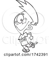 Cartoon Black And White Boy Exiting Stage Left