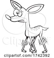 Poster, Art Print Of Cartoon Black And White Wobbly Fawn