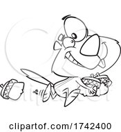 Cartoon Black And White Chipmunk Running With Acorns