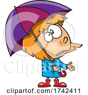 Cartoon Girl Ready For Spring Rain