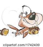 Cartoon Chipmunk Running With Acorns