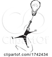Poster, Art Print Of Man Hanging From A Lightbulb