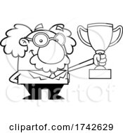Science Professor Albert Einstein Character Holding A Trophy