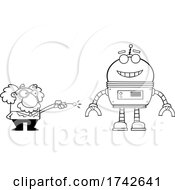 Poster, Art Print Of Science Professor Albert Einstein Character Operating A Robot