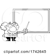Poster, Art Print Of Science Professor Albert Einstein Character Holding A Pointer To A Chalkboard