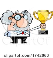 Science Professor Albert Einstein Character Holding A Trophy