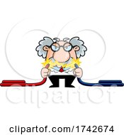 Poster, Art Print Of Science Professor Albert Einstein Character Showing Electricity Between Cables
