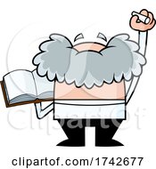Poster, Art Print Of Science Professor Albert Einstein Character Holding A Book And Writing With Chalk