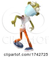 3d Green Zombie On A White Background