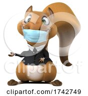 3d Business Squirrel Wearing A Mask On A White Background