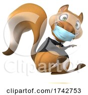 Poster, Art Print Of 3d Business Squirrel Wearing A Mask On A White Background
