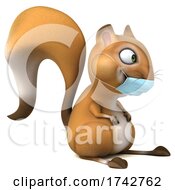 Poster, Art Print Of 3d Squirrel Wearing A Mask On A White Background