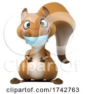 Poster, Art Print Of 3d Squirrel Wearing A Mask On A White Background