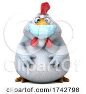 3d White Chicken Wearing A Mask On A White Background