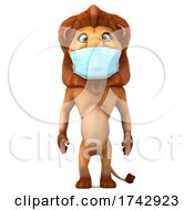3d Lion Wearing A Mask On A White Background
