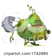 3d Green Germ Virus On A White Background