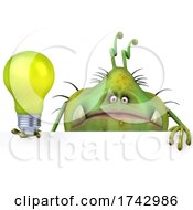 3d Green Germ Virus On A White Background