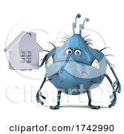3d Blue Germ Virus On A White Background
