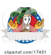 Poster, Art Print Of Palm Tree Mascot Cartoon Character On An American Business Logo