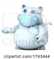 3d White Cat Wearing A Mask On A White Background
