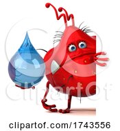 3d Red Germ Virus On A White Background