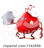 3d Red Germ Virus On A White Background